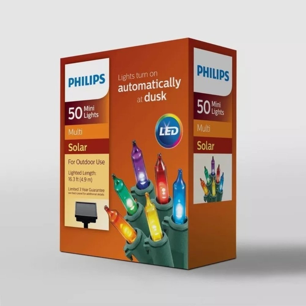 Philips 50ct Smooth LED Solar Mini String Lights with Green Wire